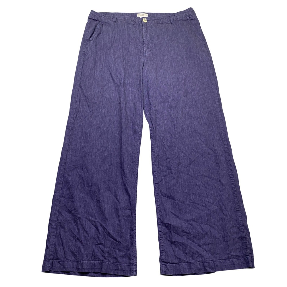 KUT from the Kloth Women 16 Navy Linen Blend Wide Leg Pants KB44504 Grunge